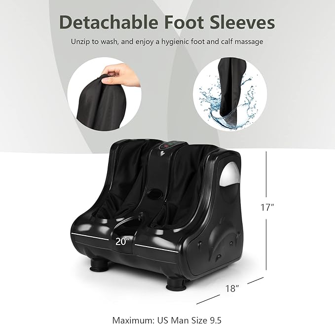 Giantex Foot and Calf Massager with Heat - Shiatsu Foot Massager Machine with Vibration Deep Kneading 3-Level Intensity Modes Electric Foot Massager for Tired Feet Leg Calf Pain Relief (Black)