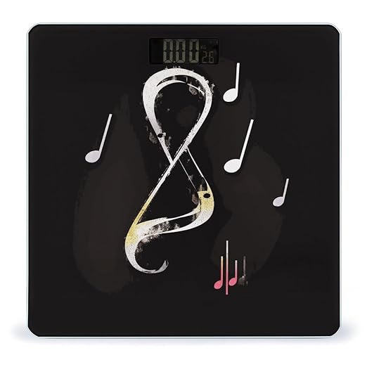 Music Notes Weight Scale Digital Electronic Scales Bathroom Scale Larg LCD Backlight Display High Precision MeasurementsTempered Glass