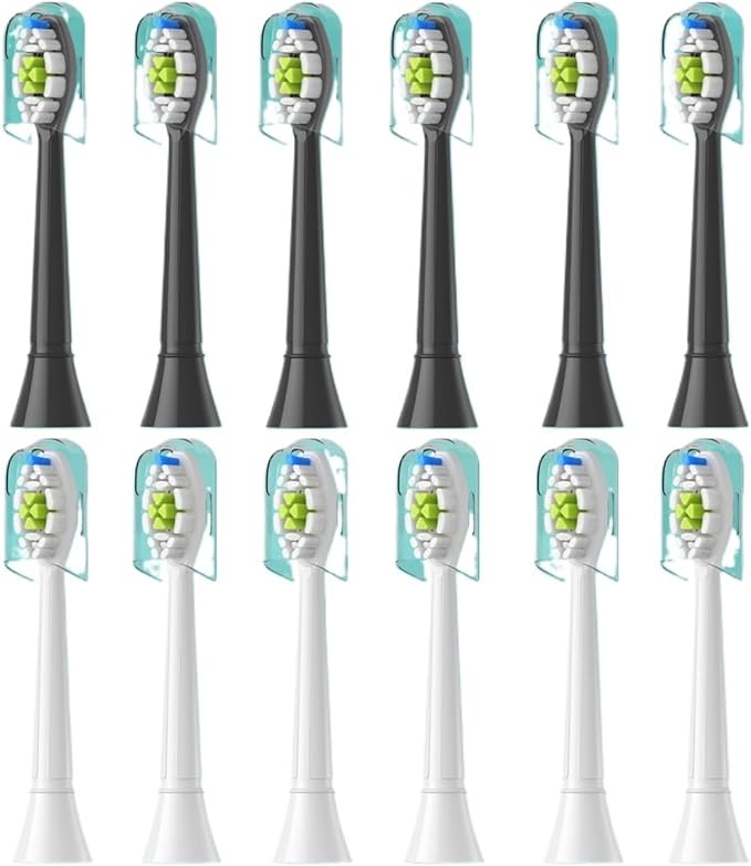 12-16pcs Replacement Toothbrush HeadsCompatible for with Soft Electric Brush Head 4100 6500 6100 7500 5(6White 6Black)