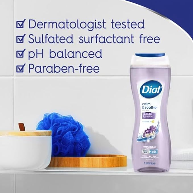 Dial Body Wash Calm &amp Soothe Lavender &amp Jasmine Scent 16 fl oz Pack of 6