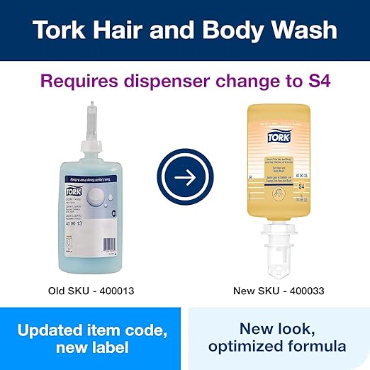Tork Hair and Body Wash S4 Clean Scent 6 x 1L 400033 (formerly 400013)