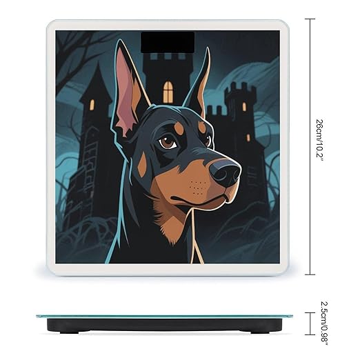 Doberman Pinscher Weight Scale Cute Bathroom Scale for Body Highly Accurate Digital Weighing Machine for People Compact LCD Display Scales with Sturdy Toughened Glass Scales