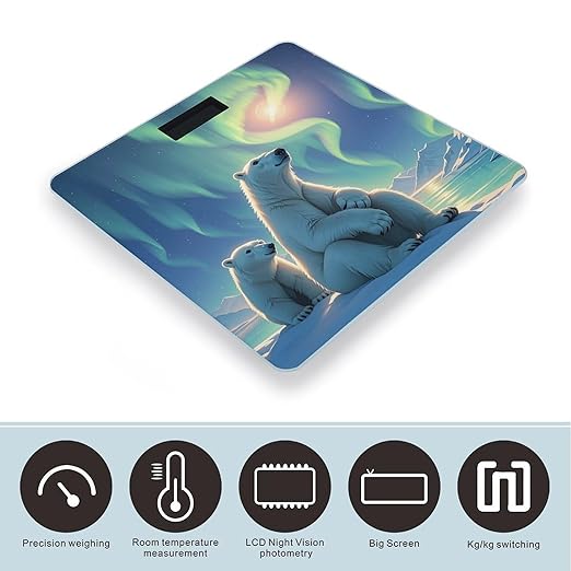 Polar Bears &amp Northern Lights Smart Scale for Body Weight Accurate Bathroom Scale with LED Display Digital Weight Scales Weighing Machine High Precision Scales for Bath Home