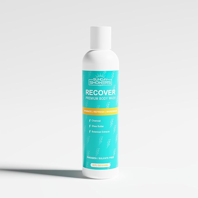 All Natural Recovery Body Wash - Revitalize and Rejuvenate with clean premium ingredients: Charcoal Shea Butter Eucalyptus Tea Tree Coconut Oil Rosemary Chamomile Sage
