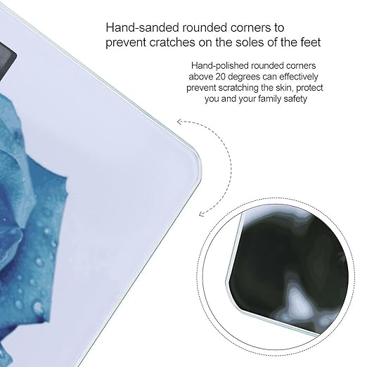 Blue Rose Blooms Bathroom ScaleHighly Accurate Digital Weighing Machine for People Bright LED Display Weight Scale for The Aldult Home Use