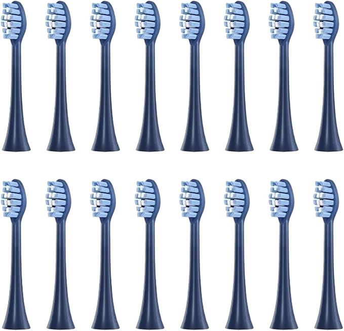 Compatible for FT7105/FT7106/FT7108/FT7205/TH01 Toothbrush Replacement Heads Soft Bristle Nozzles16pcs(16 Deep Blue)