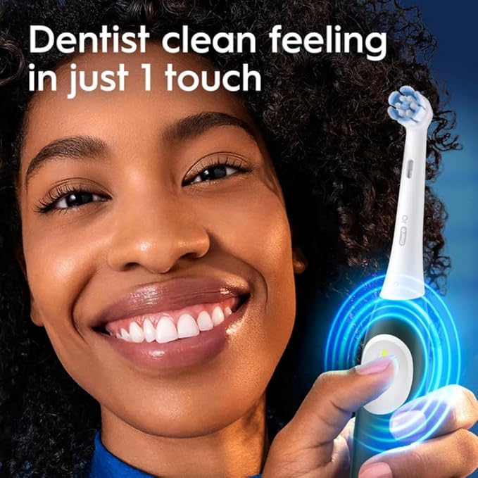 Oral-B Rechargeable Electric Toothbrush iO2 Starter Kit 3 Cleaning Modes Automatic Pressure Sensor to Protect Gums 2 Brush Heads Forest Green