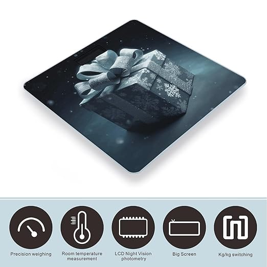 Digital Bathroom Scale for Body Weight Scale with Bright LCD Display High Accuracy Step-On Technology Auto On/Off Snowflake Christmas Gift Digital Scales 400 Lbs /180kg