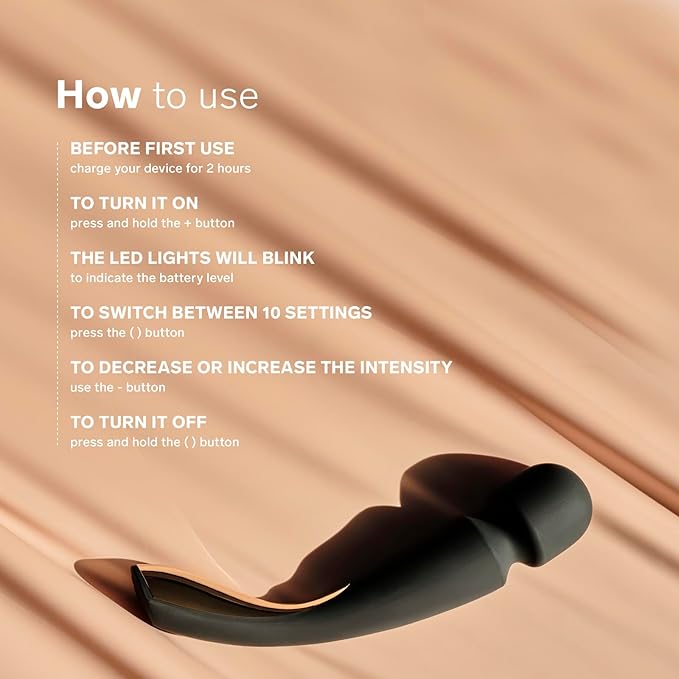 LELO Body Massager Large - Handheld Full Body Massager for Waterproof Experience Perfect for Body and Neck Hand Held Massagers Vibrating Black