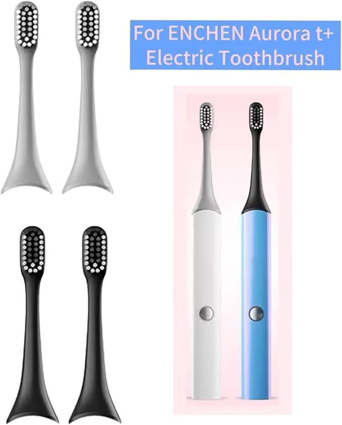 4/8PCS Replacement Toothbrush Head Compatible for ENCHEN Aurora T+/T2 Electric Accessories Adult Nozzle(5 White 5Black)