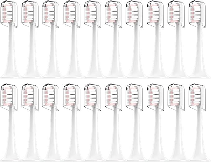 Compatible For Xiaomi Compatible For MijiaT300/T500/T700 Sonic Electric Toothbrush Heads Replaceable Refill Nozzles 4 Colors With Anti-Dust Caps 20Pcs(20Pink)