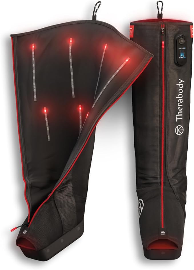 Therabody JetBoots PRO Plus - Wireless Compression Boots with Vibration &amp Light Therapy - Muscle Recovery Pneumatic Leg Compression Sleeve to Recover Faster Relieve Muscle &amp Joint Pain (Shor