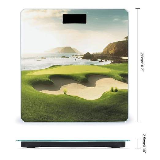 Beach Golf Course Scale for Body Weight Anti-Slip Tempered Glass Digital Bathroom Scales Clear LCD Display Weighing Scale Safe Rounded Corners Smart Scales