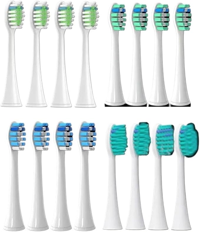 Compatible for 16 Pcs Toothbrush Brush Head Replacement Heads HX3/HX6/HX9 Series HX3210/3211/6150/6500/6510/6530/9342/6730(4colours)