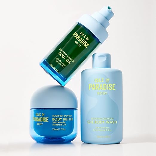 Isle of Paradise Balanced Oil Cleanser - For Soft Smooth Skin - Skin Barrier Body Wash with Ceramides Panthenol and Cica - Protects and Locks in Moisture - 11.15 fl. oz