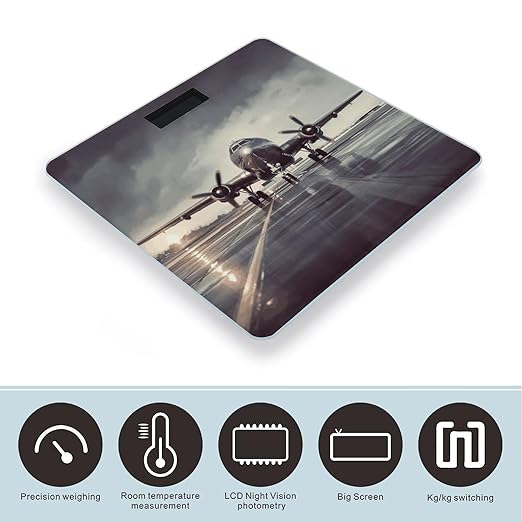 Airplane Art Scale for Body Weight Highly Accurate Digital Bathroom Body Scale Digital Bathroom Scales for People Anti-Slip Large LCD Display Smart Scales