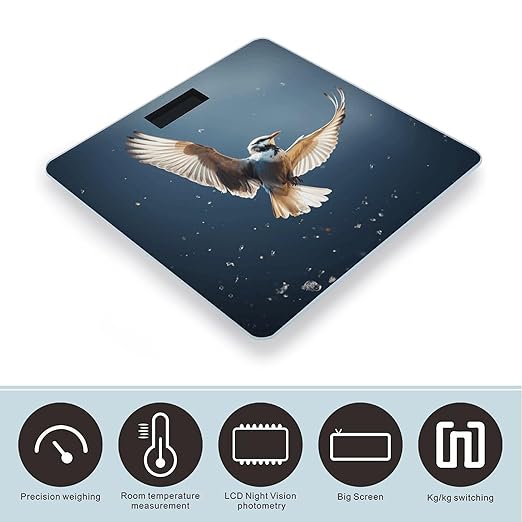 Bird Migration Bathroom Scale for Body Weight Bathroom Weighing Scale with Backlit LCD Display Highly Accurate Measures Weight Up to 180kg