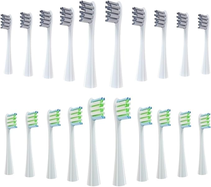 20pcs Brush Head ReplacementCompatible for Oclean X/X PRO/ Z1 Toothbrush Soft Bristle Brushes Replaceable(10 Grey 10 White)