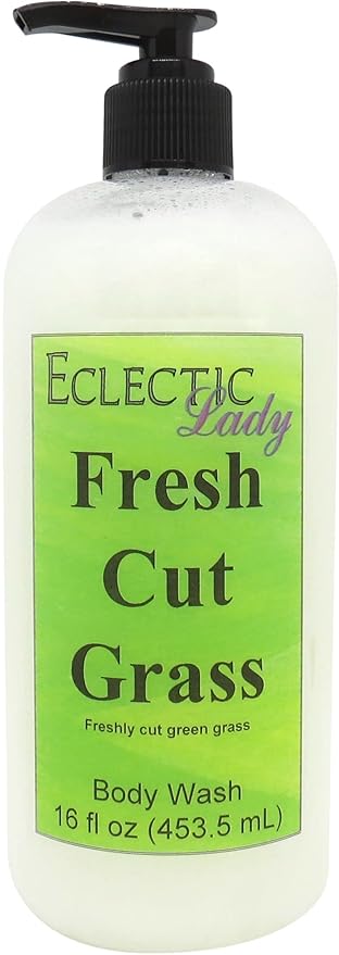 Eclectic Lady Liquid Pearl Body Wash - Fresh Cut Grass Scent 3-in-1 Use For Bubble Bath Hand Soap &amp Body Wash Phthalate-Free Fresh Cut Grass Fragrance Handcrafted in USA (16 oz)