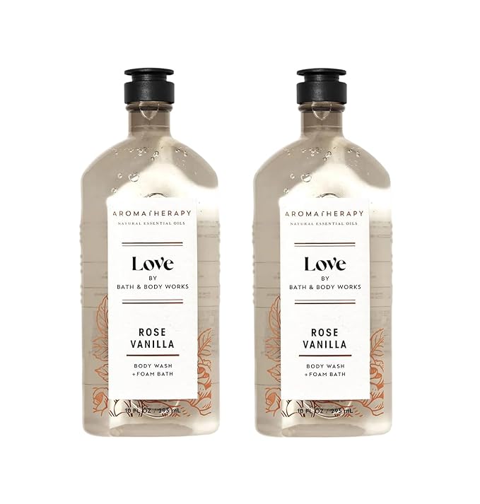 Bath and Body Works Aromatherapy Body Wash and Foam Bath 10 Fluid Ounc Pack Of 2 (ROSE VANILLA)