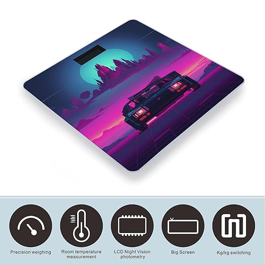 Retrowave Pictures Smart Scale for Body Weight Accurate Bathroom Scale with LED Display Digital Weight Scales Weighing Machine High Precision Scales for Bath Home