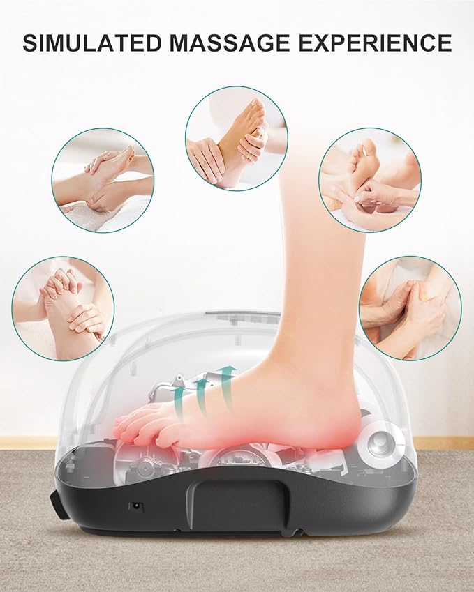 Nekteck Foot Shiatsu Massager for Circulation and Pain Relief Smart Electric Massage Machine with Heat Deep Kneading Vibration for Feet Calf Arm Muscle Relax White (APP Control)