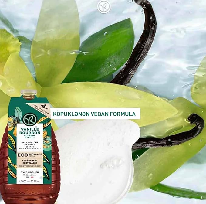 Yves Rocher Bourbon Vanilla Nourishing Shower Gel Bath &amp Body Routine Women Men Day Care 600 ml./20.2 fl.oz.