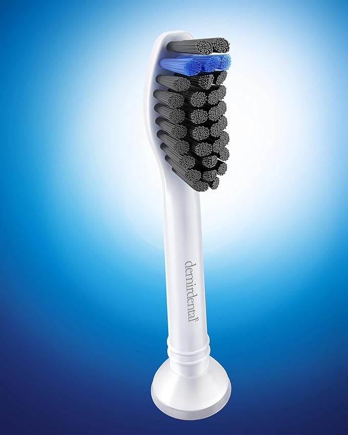 demirdental Active Charcoal Medium Replacement Brush Heads Compatible with Philips Sonicare – White Toothbrush Heads for Natural &amp Precision Cleaning – Replaces HX9058m – 8 Pack