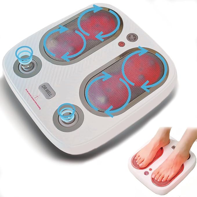 DR. WELL Wireless Foot Massager with Shiatsu &amp Vibration — Portable Foot Massage Pad for Tired Feet Foot Comfort &amp Relaxation 3 Modes &amp 3 Intensities Rechargeable Auto Shut-Off