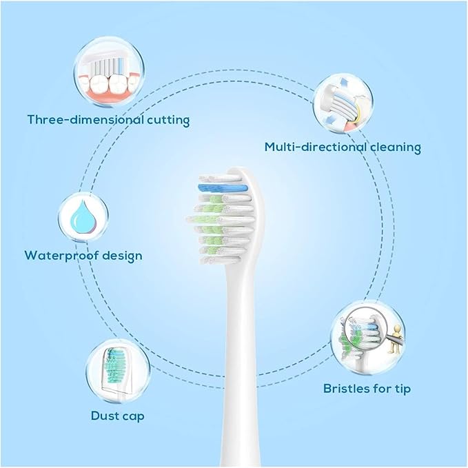 Compatible for H-X6950/H-X6780/H-X6930/H-X3110/H-X9350 Soft Bristle Replacement Brush Heads White(4pcs)