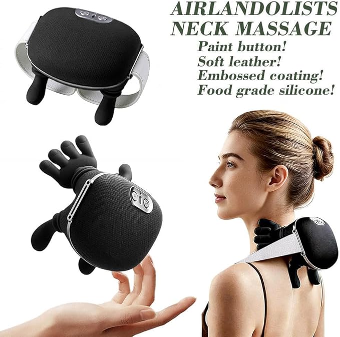 Neck Massager Neck and Shoulder2026 New Portable Hand Shoulder and Back Massagers Cervical MassagerElectric Masajeador en Forma de ManoReal Hand Massagers for MusclesLike Fingers (Black Onesize)