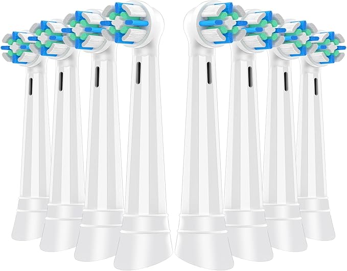 8 Pcs IO Replacement Heads Compatible with Oral B iO 2/3/4/5/6/7/8/9/10 Series Electric Toothbrush Brush Heads with Medium Bristles Compatible with Oral B iO for Gentle Dental Care (White)