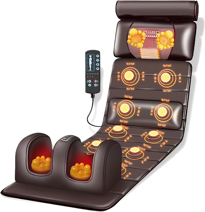 Vibration Massage MatFull Body Vibrating Heating Massage Pad10 Vibration Motors3 Strength Adjustments with Detachable Neck Massage Headrest and Multifunctional LegFoot Massagersfor Home Office