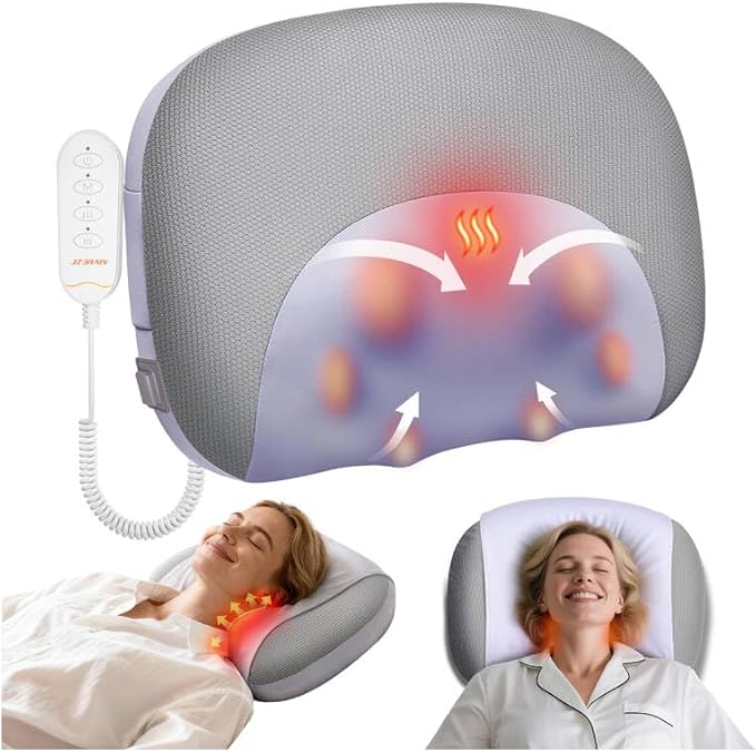 Neck Massager Pillow with Heat : Cordless Neck Massager for Pain Relief Deep Tissue - Rechargeable Massage Pillow 3 Intensity &amp Heating Daily Comfort for Desk Workers Women Men at Home Use