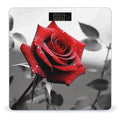 Black and White Red Rose Scale for Body Weight Safe Rounded Corners Tempered Glass Digital Bathroom Scale LED Display 400lb Capacity Weight Scales with High Precision Sensors