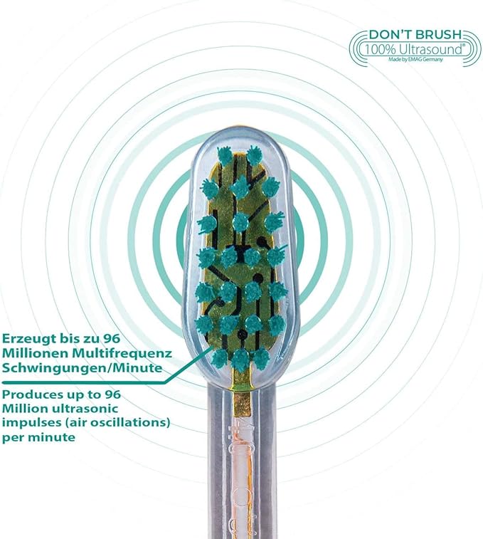 Emmi-dent Platinum 4-Pin Wave Bristle-Head Attachments - Electric Toothbrush Replacement Heads. Cleans with Ultrasound Waves. (Wave 2 Pack)
