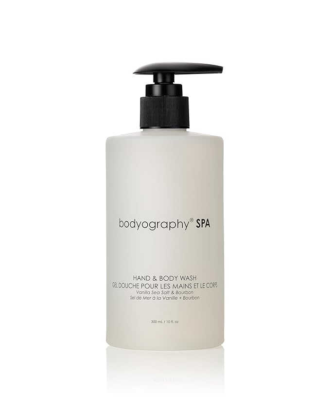 Bodyography Spa Hand &amp Body Wash Vanilla Sea Salt &amp Bourbon Fragrance 10 oz | Luxurious Vegan Cleanser &amp Bubble Bath | Hydrating Paraben-Free Gluten-Free Daily Body Care