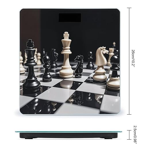 Black and White Chess Scale for Body Weight Digital Bathroom Scale Toughened Glass High Precision Scales for Body Weight with Large LCD Backlight Display Weight Scales