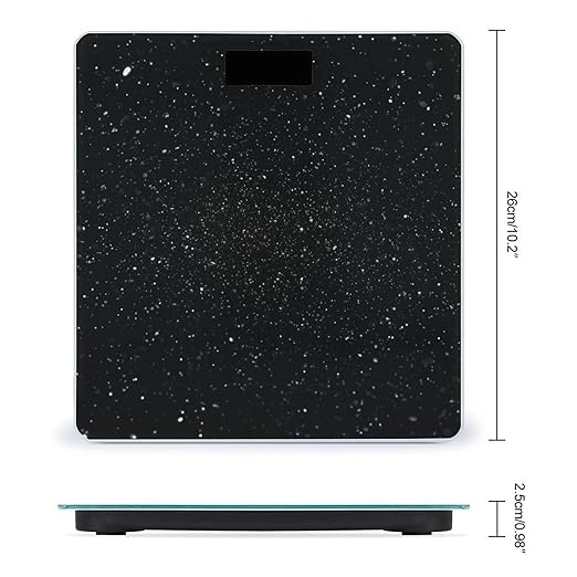 Black Glitter Bathroom Scale Automatic Power On/Off Body Scales LCD Backlight Display Square Digital Scale Rounded Corners Bathroom Scales for Home Bedrooms