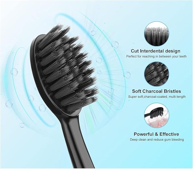 10pcs Replacement Brush HeadsCompatible for Burst Pro Electric Toothbrush Soft Bristles Refill with Cover Cap(10pcs Black)