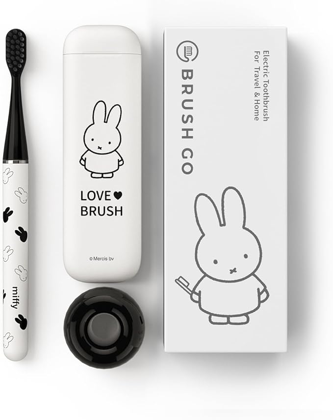 Miffy i4 Upgrade Slim Sonic Electric Toothbrush Thin Rechargeable Ultrasonic Smart Tooth Brush Free Petite Travel Case &amp Ceramic Holder Dock for Travel &amp Home IPX7 Waterproof (Black)