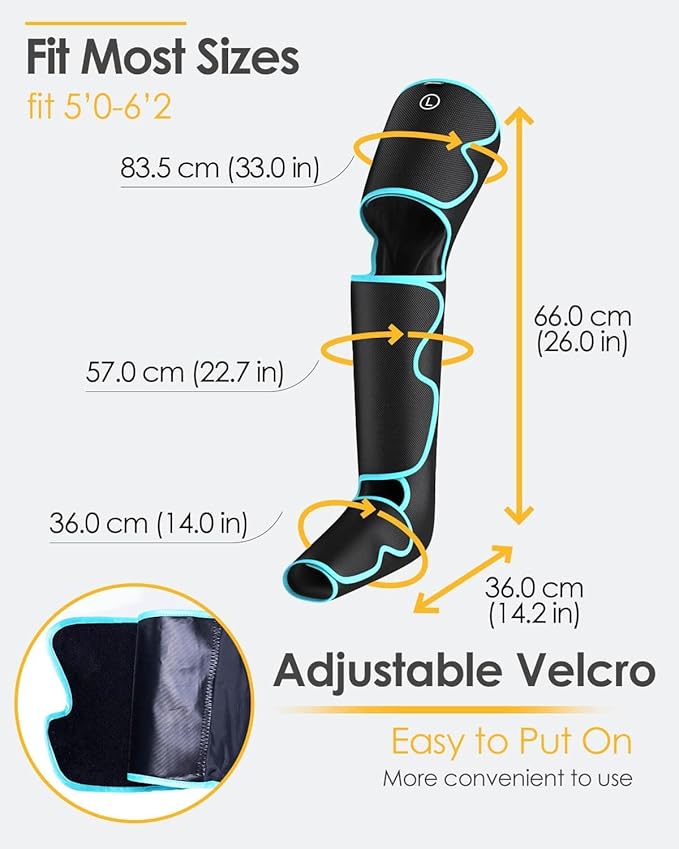 SLOTHMORE Leg Massager with Heat and Air Compression Foot Calf &amp Thigh Massage for Circulation and Pain Relief Sequential Compression Device for Swollen Legs 3 Intensities 6 Modes