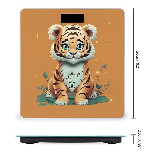 Year of The Tiger Funny Tiger Bathroom Scale for Body Weight with High Precision Large LCD Backlight Display Digital Weighing Scale with BMI Capacity Up to 180kg