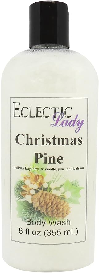 Eclectic Lady Liquid Pearl Body Wash - Christmas Pine Scent 3-in-1 Use For Bubble Bath Hand Soap &amp Body Wash Phthalate-Free Christmas Pine Fragrance Handcrafted in USA (8 oz)