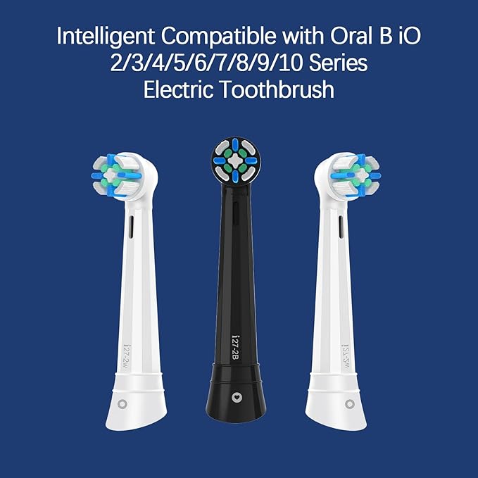 8 Pack Smart Cleaning Replacement Heads Compatible with Oral B iO 2 3 4 5 6 7 8 9 10 Series Electric Toothbrush Brush Heads Compatible with Oral B iO Electric Handles (Black/White)