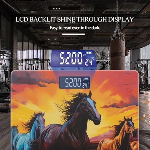 Digital Scale for Body Weight Highly Precision Bathroom Weight Scale 400 lbs with Backlit Display Personalized Scale for Home-Horses Running Along The Riverbank with The Sunset Sky