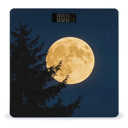Full Moon Weight ScaleClear LED Display Bathroom Digital Weighing ScaleTempered Glass Digital Bathroom Scale for Body Weight Capacity Up to 400 Lbs