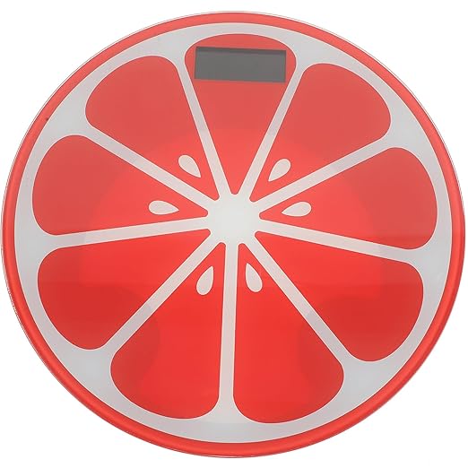 Digital Weight Scale for People Portable Mini Round Watermelon Design Tempered Glass Platform Body Weight Scale for Bathroom Use