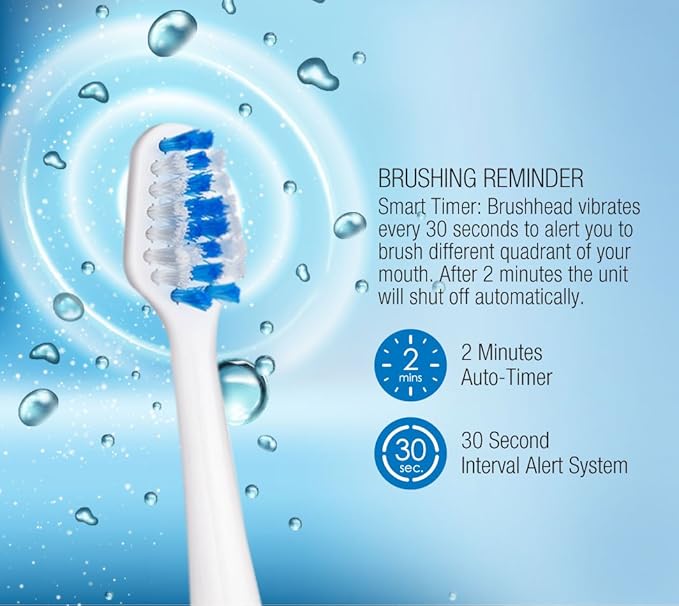 Pursonic S430 SmartSeries Electronic Power Rechargeable Sonic Toothbrush 12 Brush Heads Included Red