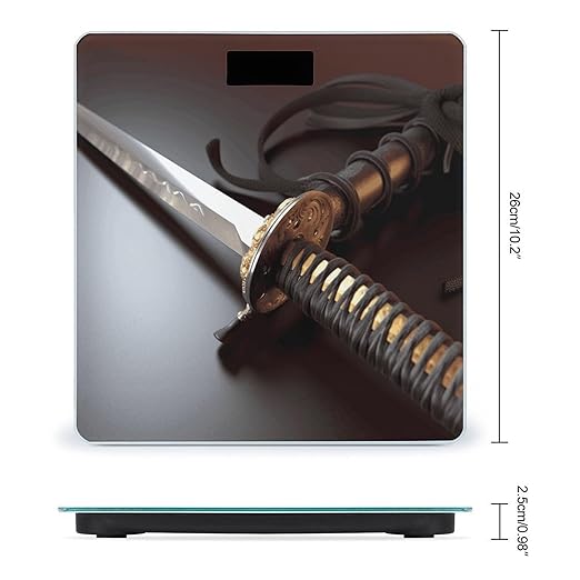 Japan Samurai SwordScale for Body Weight with LCD High Precision Weighing Scales Fashion Sturdy Tempered Glass Weight Scales Easy-to-Read Digital Bathroom Scale for Daily 400lb